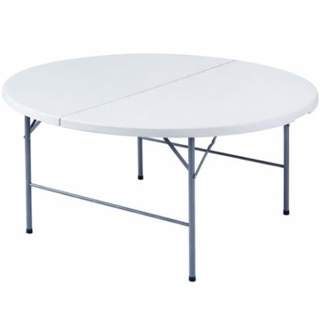 Mesa Redonda Portátil Crystal Rock Blanca 153x74